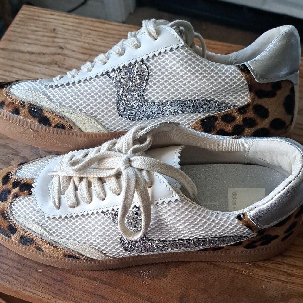 Dolce Vita Notice Leopard Leather Sneaker Size 8.5